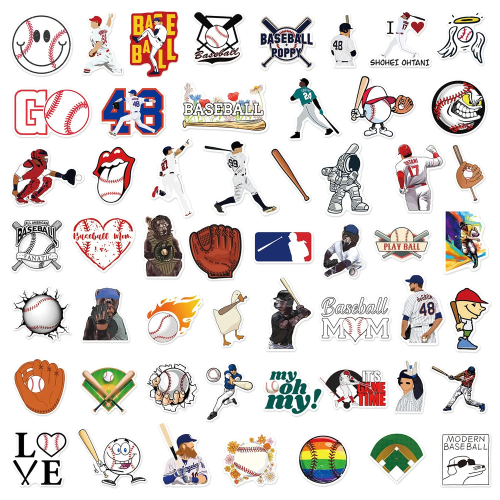 50Pcs Cartoon Baseball Series Graffiti Stickers Suitable for Laptop Helmets Desktop Decoration DIY Stickers Toys Wholesale (ONLINE ORDER ONLY)