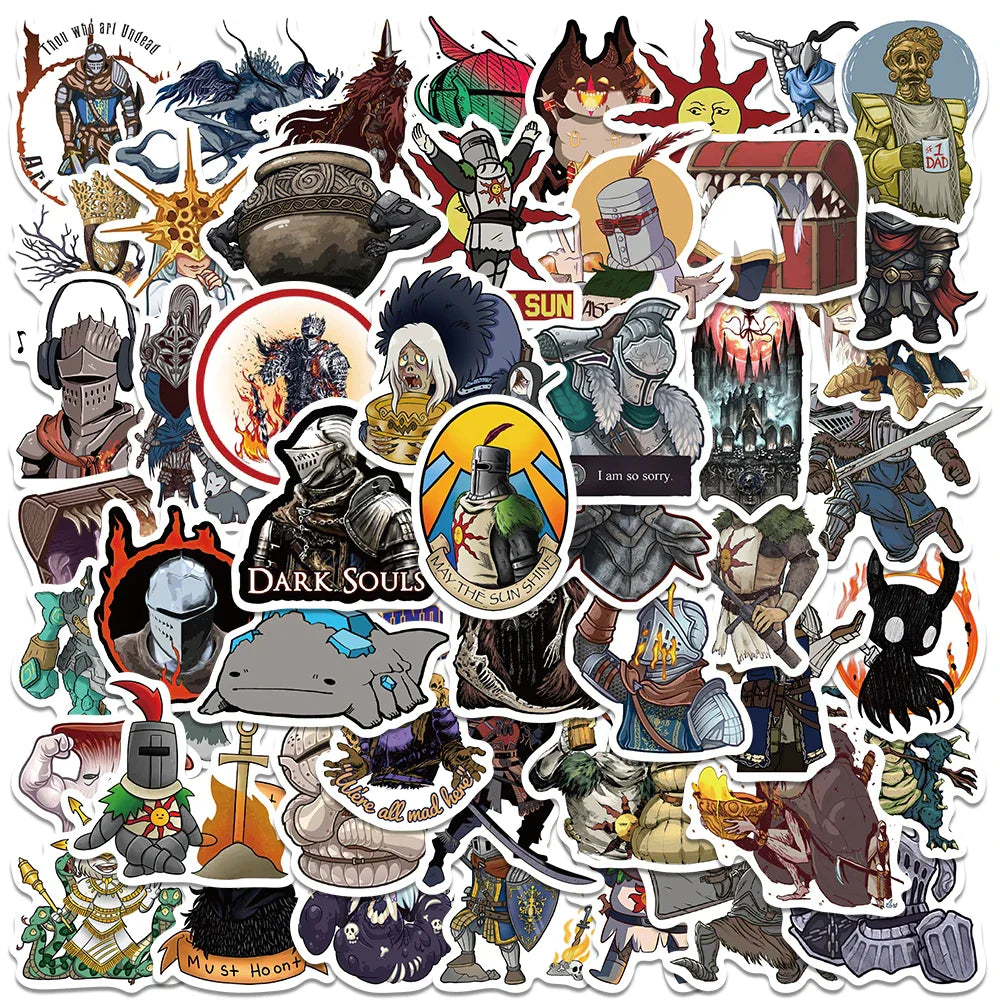 50PCS Dark Souls Horror Stickers Anime Decals Waterproof for Skateboard Laptop Motorcycle (Online Order Only)