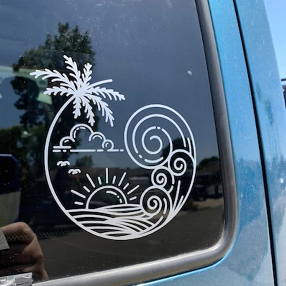 Beach Decal For Car Sticker Cover Laptop Vinyl Decal Computer Decal Bumper Window Stickers Beach Theme Decals Vinyl Decals (ONLINE ORDER ONLY)