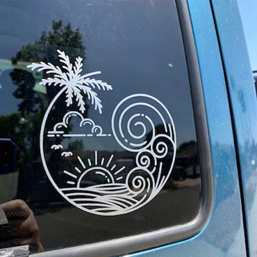 Beach Decal For Car Sticker Cover Laptop Vinyl Decal Computer Decal Bumper Window Stickers Beach Theme Decals Vinyl Decals (ONLINE ORDER ONLY)