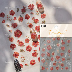 Pink Chrysanthemum Flower Gradient Halo Dyeing Ancient 5D Soft Embossed Relief Adhesive Nail Art Sticker 3D Charm Manicure Decal (Online Order Only)