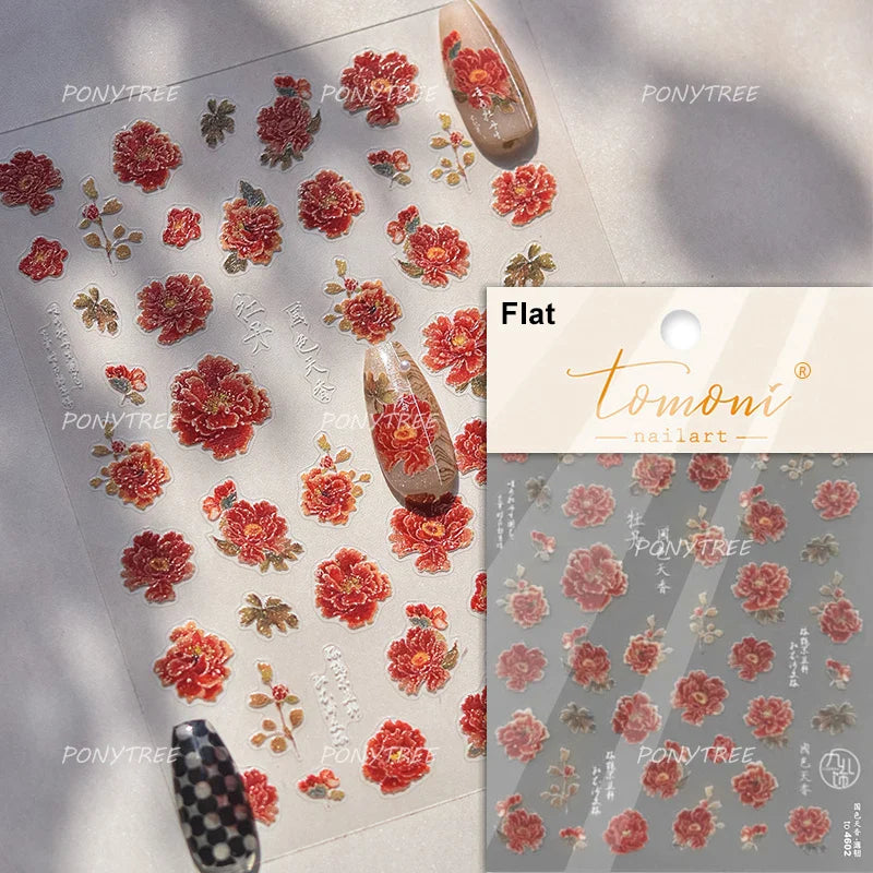 Flowers Blooming Cherry Blossom Sakura Living Peach Branch 5D Soft Relief Spring Adhesive Nail Art Sticker Chic Manicure Decals (ONLINE ORDER ONLY)