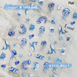 Dizzying Shell Coral Dolphin Starfish Heart Jellyfish Water Bubbles Ocean Adhesive Nail Art Decorations Stickers Manicure Decals (ONLINE ORDER ONLY)