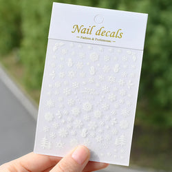 Winter Xmas 3D Nail Sticker Snowflake Flower Winter Decals Nail Stickers Cartoon Bird Santa Penguin Elk Slider New Year Manicure (ONLINE ORDER ONLY)
