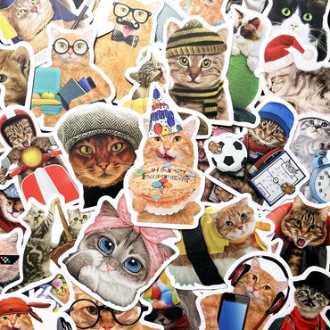 10/50Pcs Funny Cat Meme Stickers Cute Cartoon Decals for Kids Laptop Luggage Motorcycle (Online Order Only)
