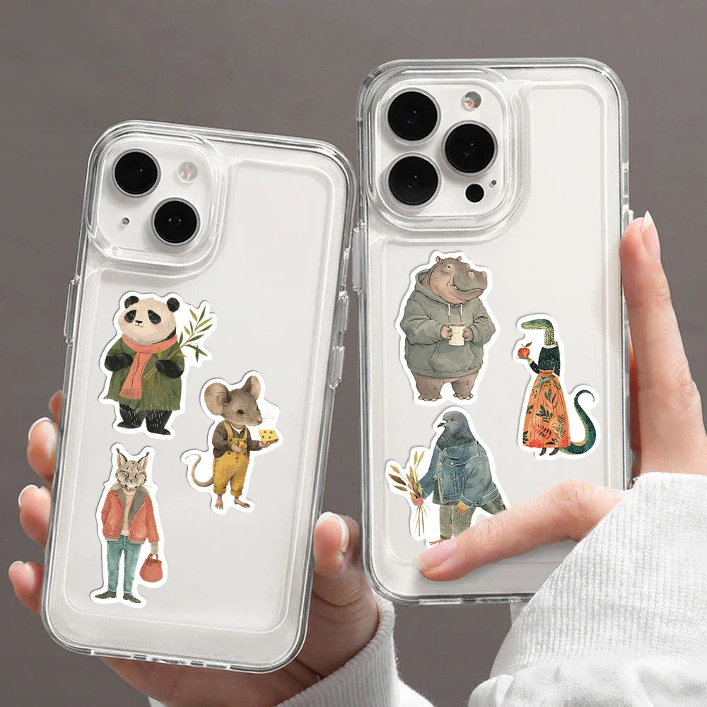 50pcs Vintage Animals Cliparts Stickers Aesthetic Motorcycle Phone Car Skateboard Laptop Sticker Decal Classic Kids Toy (Online Order Only)