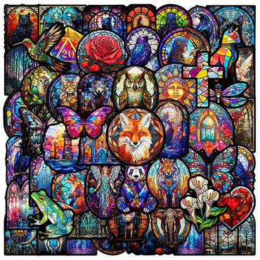 10/30/50pcs Funny Colourful Glass Style Aesthetic Stickers Decals DIY Laptop Water Bottle Notebook Stationery Sticker Kids Toys (ONLINE ORDER ONLY)