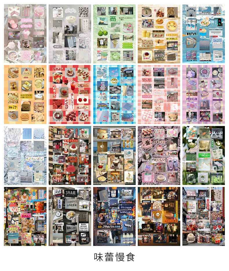 20 Sheets Japanese Retro Dessert Cut Film Sticker Book Y2K Sticker Journal Handbook Scrapbooking Kawaii Decoration Sticker Gift (ONLINE ORDER ONLY)