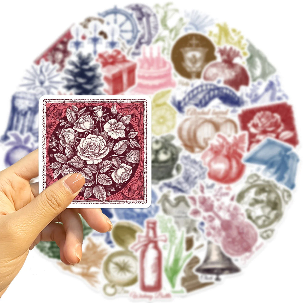 50pcs Retro Decorative Goods Aesthetic Stickers Waterproof Graffiti Sticker For Laptop Luggage Guitar Skateboard Vinyl Decals (ONLINE ORDER ONLY)
