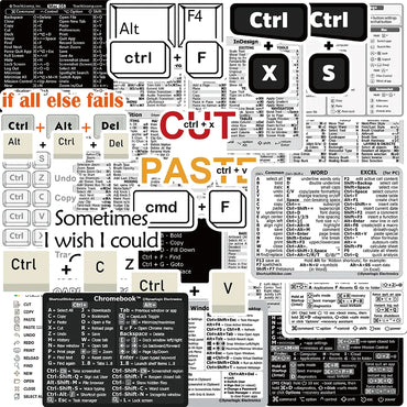 30PCS Shortcut Key Tips Waterproof Computer Sticker DIY Keyboard ipad Laptop And Desktop Student Gift Decoration Toy Sticker (ONLINE ORDER ONLY)