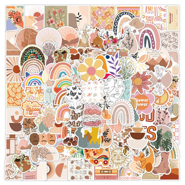 10/30/50/100PCS Cute Fahion Art Pop Style Bohemian Aesthetic Stickers Scrapbook Phone Laptop Car Graffiti Sticker for Girls Kids (ONLINE ORDER ONLY)