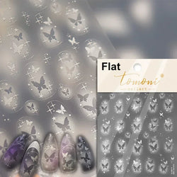 Dreamy Charming Shiny Beautiful Black White Butterfly Flower Love Heart Bowknot 5D Self Adhesive Nail Art Sticker Manicure Decal (ONLINE ORDER ONLY)