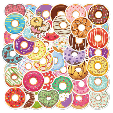 10/30/50PCS Cute Kawaii Donuts Cartoon Stickers Toy DIY Phone Notebook Skateboard Fridge Guitar Laptop Decals Kids Sticker Toys (ONLINE ORDER ONLY)