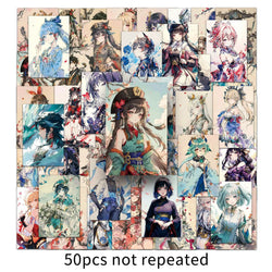 50Pcs Genshin Impact Cartoon Stickers for Helmet, Wall, Desktop Decoration (ONLINE ORDER ONLY)