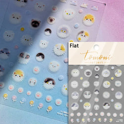 White Halo Dyeing Cat Face Cup Black Orange Toy Umbrella Love Heart Kitty Cake Embossed Relief Nail Art Stickers Manicure Decals (ONLINE ORDER ONLY)