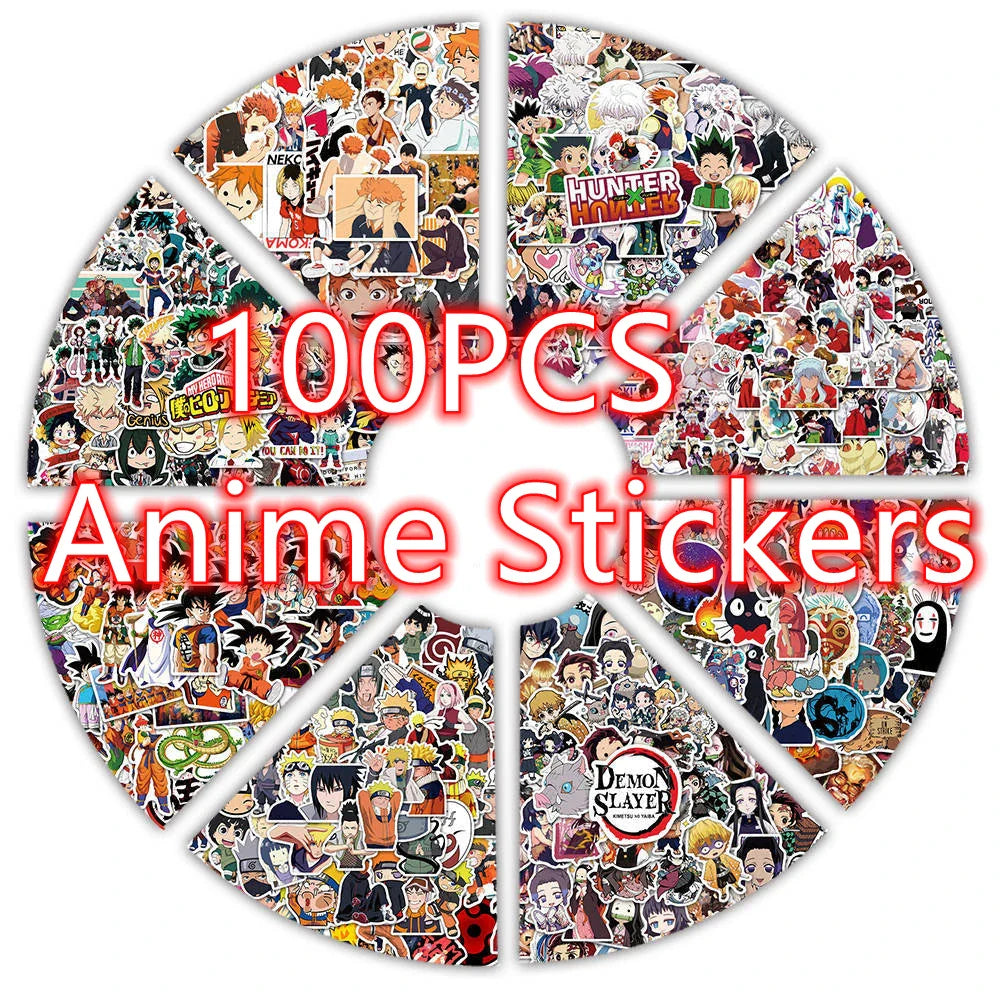100PCS/Set Japanese Classic Anime Sticker Pack, Laptop Phone Case Waterproof DIY Sticker Toys (ONLINE ORDER ONLY)