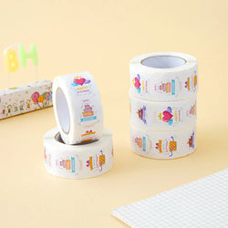 100-500pcs Happy Birthday Cake Party Sticker Creative Cartoon Decorative Holiday Gift Sticker Envelope Sealing Sticker (ONLINE ORDER ONLY)