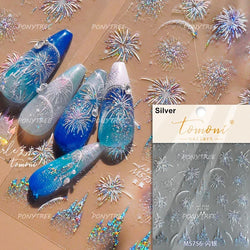 Fireworks Bloom Romantic Starry Sky Goldfish Metallics Color Gradient Self Adhesive Nail Art Stickers Halo Dyeing Manicure Decal (ONLINE ORDER ONLY)
