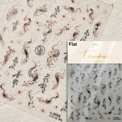 Pretty Red Equinox Flowers Tragedy Love Nine-tailed Fox Mask Manjusaka Chinese Style Soft Relief Nail Art Sticker Manicure Decal (ONLINE ORDER ONLY)