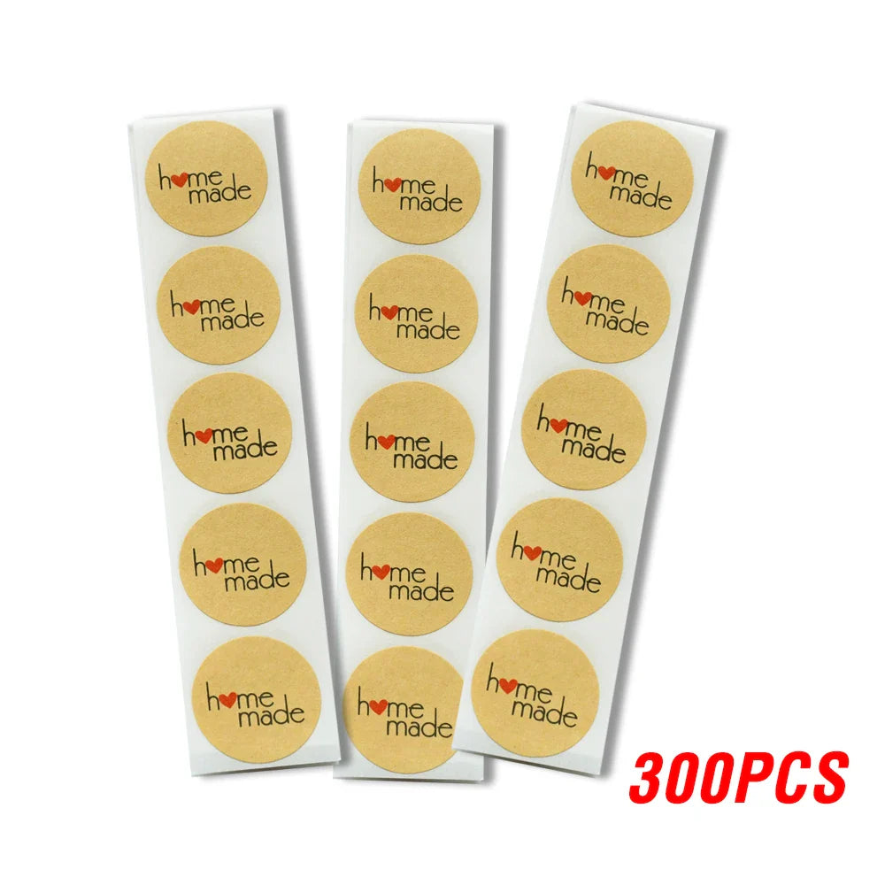 100-500pcs Round Natural Kraft Handmade Stickers Scrapbooking For Package Adhesive Thank You Sticker Seal Labels Stationery (ONLINE ORDER ONLY)