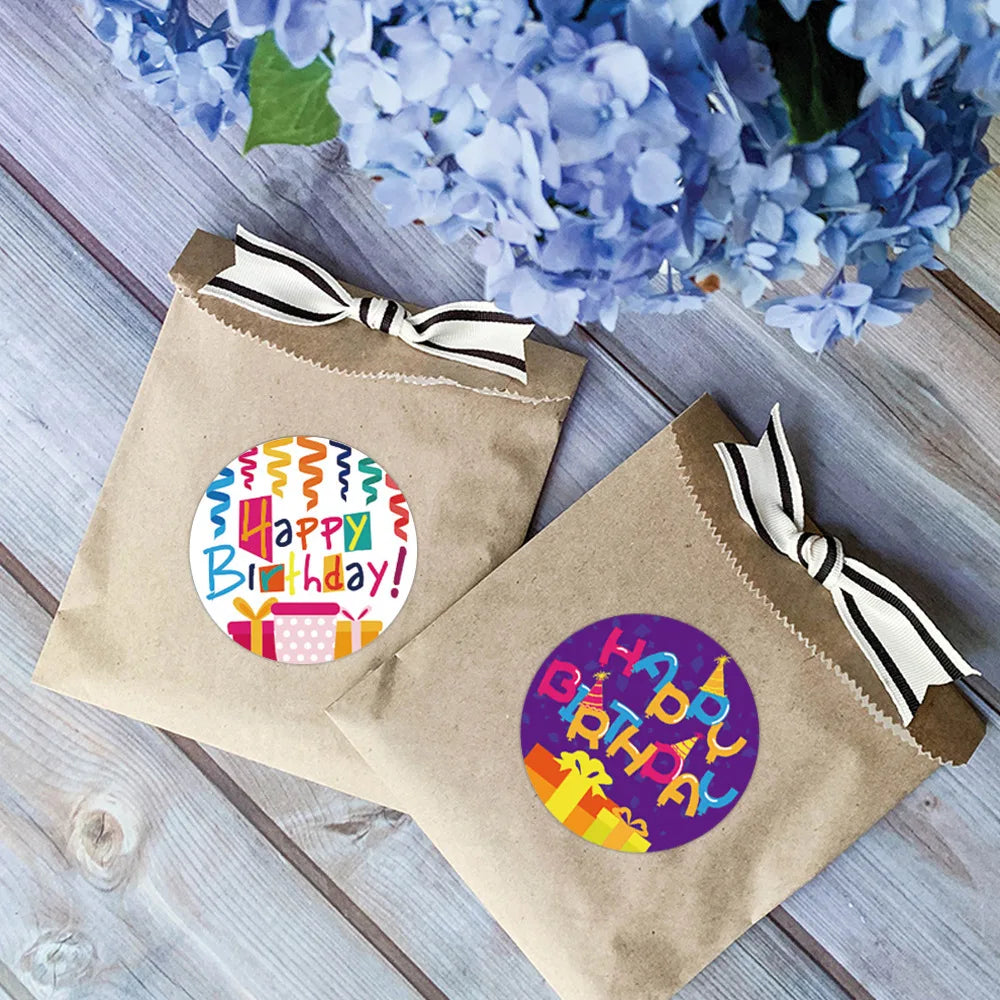 100-500pcs Happy Birthday stickers Gift packaging Sealing Label DIY Party decoration Self-adhestive Handmade Stationery Sticker (ONLINE ORDER ONLY)