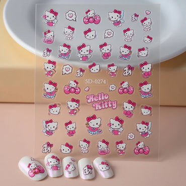 1pc 5D Pink/Black Hello Kitty Nail Art Stickers Anime Cartoon Japanese Cartoon KT Cat Manicure Decal Luxury DIY Nail Accessories (ONLINE ORDER ONLY)
