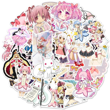Madoka Magica Anime Stickers: 10/30/50pcs Waterproof PVC Decals for Laptop, Phone, Motorcycle, Suitcase, DIY Toys (Online Order Only)