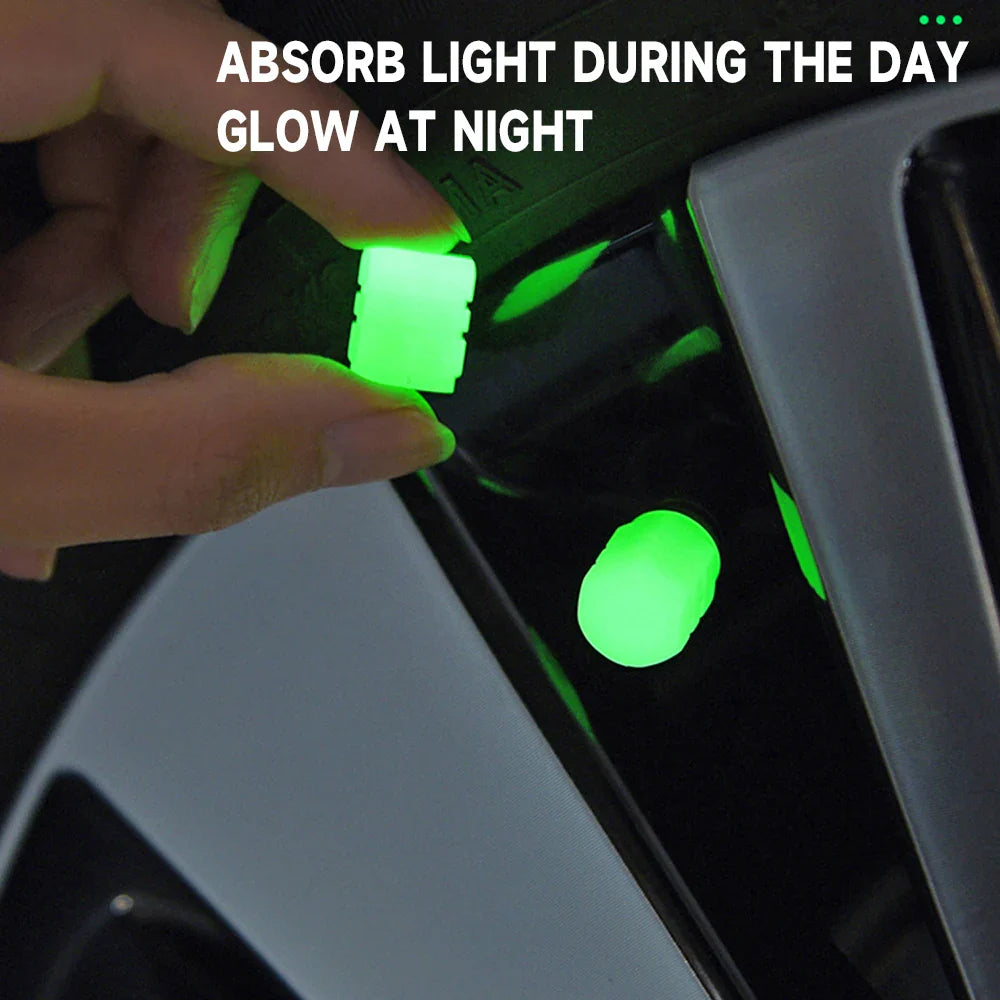 Car Luminous Tire Valve Cap Motorcycle Bike Wheel Nozzle Fluorescent External Accessories Decor Tyre Valve Stem Luminous Caps (ONLINE ORDER ONLY)