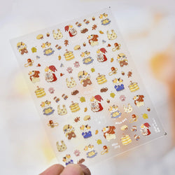 Sweater Glovesvacuum Cup Milk Fallen Leaves Kitten Adhesive Nail Art Stickers Warm Suitpinecone Kitchenware Cat Manicure Decals (ONLINE ORDER ONLY)