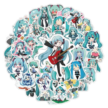 50pcs Hatsune Miku Stickers for Laptop, Phone, Scooter, Cup, Fridge (Online Order Only)