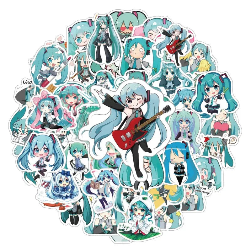 50pcs Hatsune Miku Stickers for Laptop, Phone, Scooter, Cup, Fridge (Online Order Only)