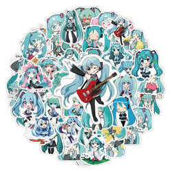 50pcs Hatsune Miku Stickers for Laptop, Phone, Scooter, Cup, Fridge (Online Order Only)