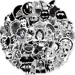 Gothic Black White Graffiti Stickers Waterproof Luggage Laptop Fridge Toy Gift (Online Order Only)