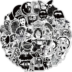 Gothic Black White Graffiti Stickers Waterproof Luggage Laptop Fridge Toy Gift (Online Order Only)