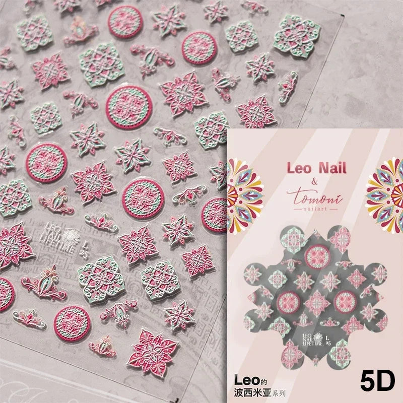 Red Plum Blossom Flower Chinese 3D Self Adhesive Nail Art Decoration Stickers Cheongsam Iris Lily Lotus Vase 5D Manicure Decals (ONLINE ORDER ONLY)