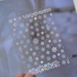 Winter Dreamy Hot Stamping Romantic White Pink Snowflakes Hexagon 3D Self Adhesive Nail Art Stickers Christmas Manicure Decals (ONLINE ORDER ONLY)