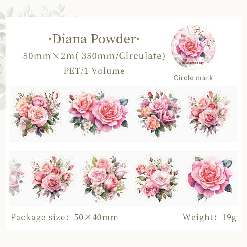 JIANQI 50mm PET Plant Flower Decorative Tape Scrapbooking Masking (Online Order Only)