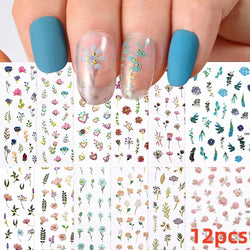 12Pcs 3D Golden Red Glitter Heart Love Nail Sticker Valentine Self Adhesive Cartoon Decal Geometry Lines Stripe Slider Manicure* (ONLINE ORDER ONLY)