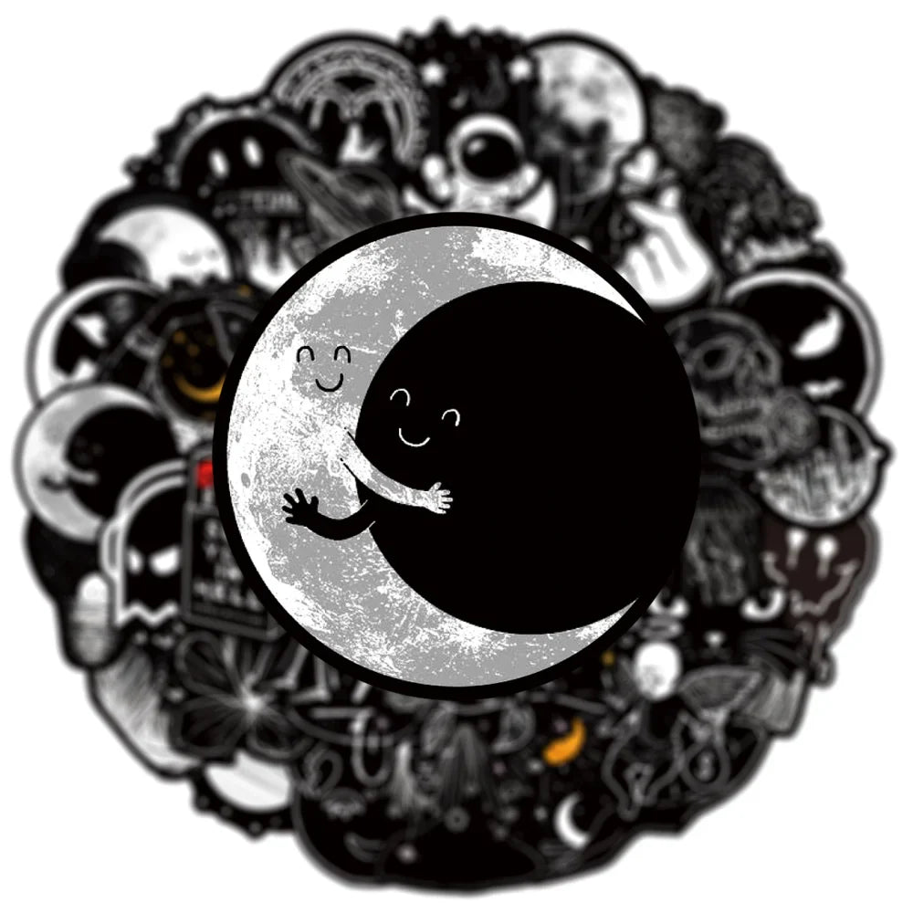 10/50Pcs Black White Gothic Terror Horror Skull Stickers for Laptop Computer Luggage Phone Notebook Vinyl Decal Waterproof (Online Order Only)