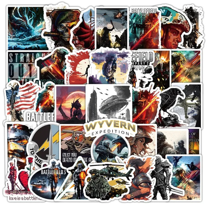 Battlefield Game Stickers Pack for Laptop, Phone, Scooter, Suitcase, Water Bottle, Stationery, Fridge (ONLINE ORDER ONLY)