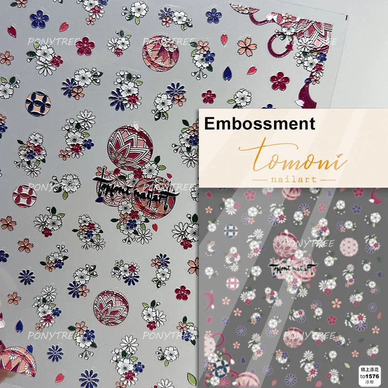 Rural Style White Daisy Flower Butterfly Small Wildflowers 5D Soft Embossed Relief Adhesive Nail Art Stickers 3D Manicure Decals (ONLINE ORDER ONLY)