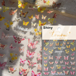Yellow Butterfly Rose Flower Lace Gradual Wing Charming Romantic Jelly Camellia Self Adhesive Nail Art Stickers Manicure Decals (Online Order Only)