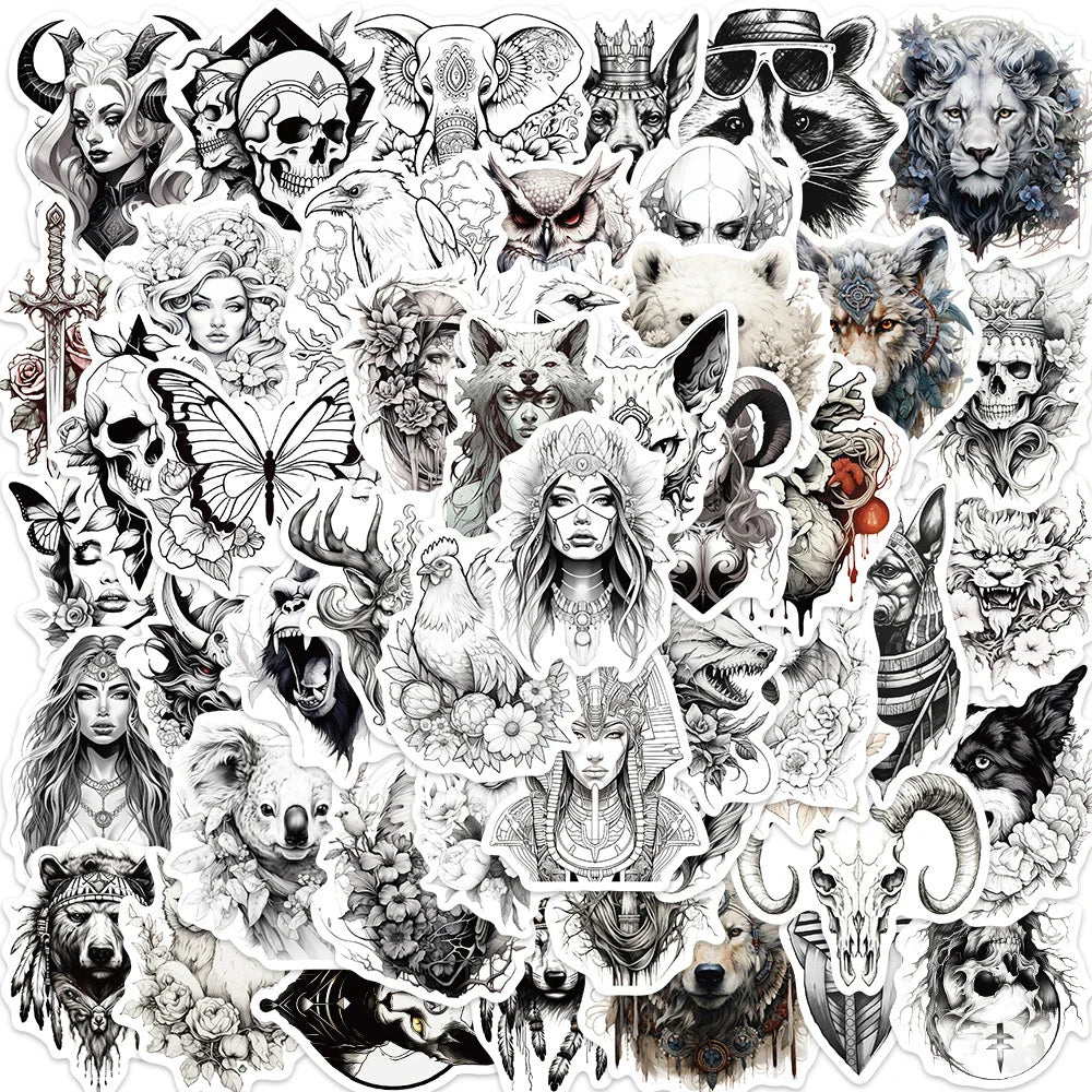 Gothic Animal Skull Stickers Waterproof for Laptop, Motorcycle, Phone, Car, Skateboard, Luggage (Online Order Only)