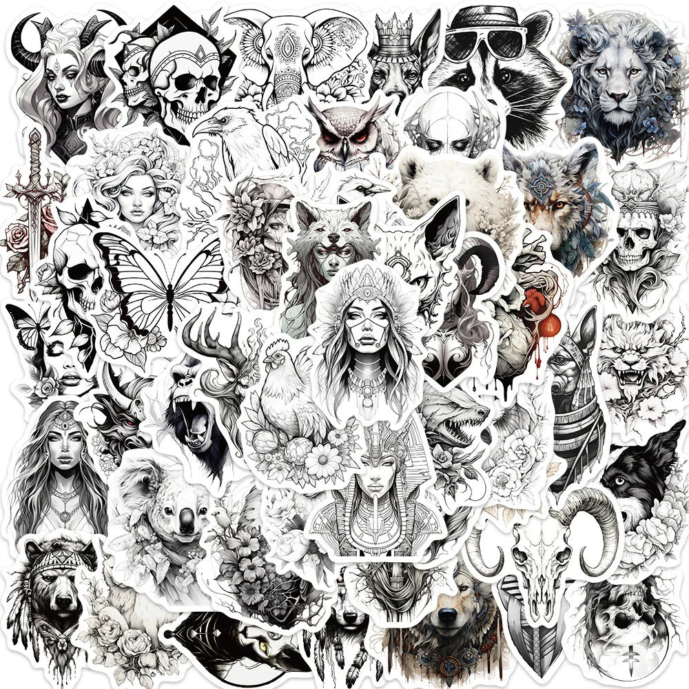 Gothic Animal Skull Stickers Waterproof for Laptop, Motorcycle, Phone, Car, Skateboard, Luggage (Online Order Only)