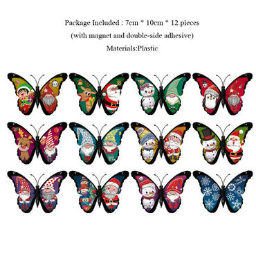 12Pcs 3D Christmas Butterfly Wall Stickers Home Garden Decor Magnets (Online Order Only)