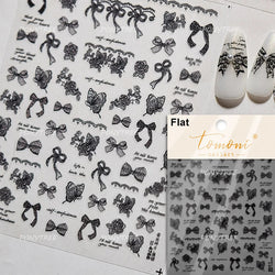 Dreamy Lace Rose Flower Fabric Art Tender Gauze Gird Pearl Pendant Irregular Pattern Nail Art Stickers Decoration Manicure Decal (ONLINE ORDER ONLY)