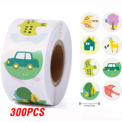 100-500pcs 1inch Cute Cartoon Stickers Round Reward Sticker Adhesive Labels for Classic School Teacher Kids Toy Sealing Lables (ONLINE ORDER ONLY)