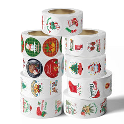 500pcs/roll Cartoon Merry Christmas Sticker Santa Claus Tree Paper Label New Year Cute Snowman Stationery Stickers For Kids Gift (ONLINE ORDER ONLY)