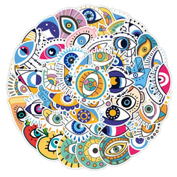 Mixed Evil Eye Stickers for DIY Phone Helmet Laptop Skateboard 10/25/50pcs (Online Order Only)