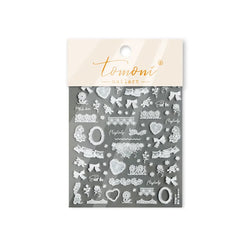 Retro Lace Gird Bowknot Love Heart Flower Leaves Fabric Art Photo Frame Embossed Self Adhesive Nail Art Stickers Manicure Decals (ONLINE ORDER ONLY)